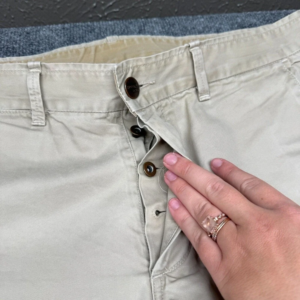 Grown‎ & Sewn Pants Mens 35 x 33 Beige Button Fly Chino Cotton
